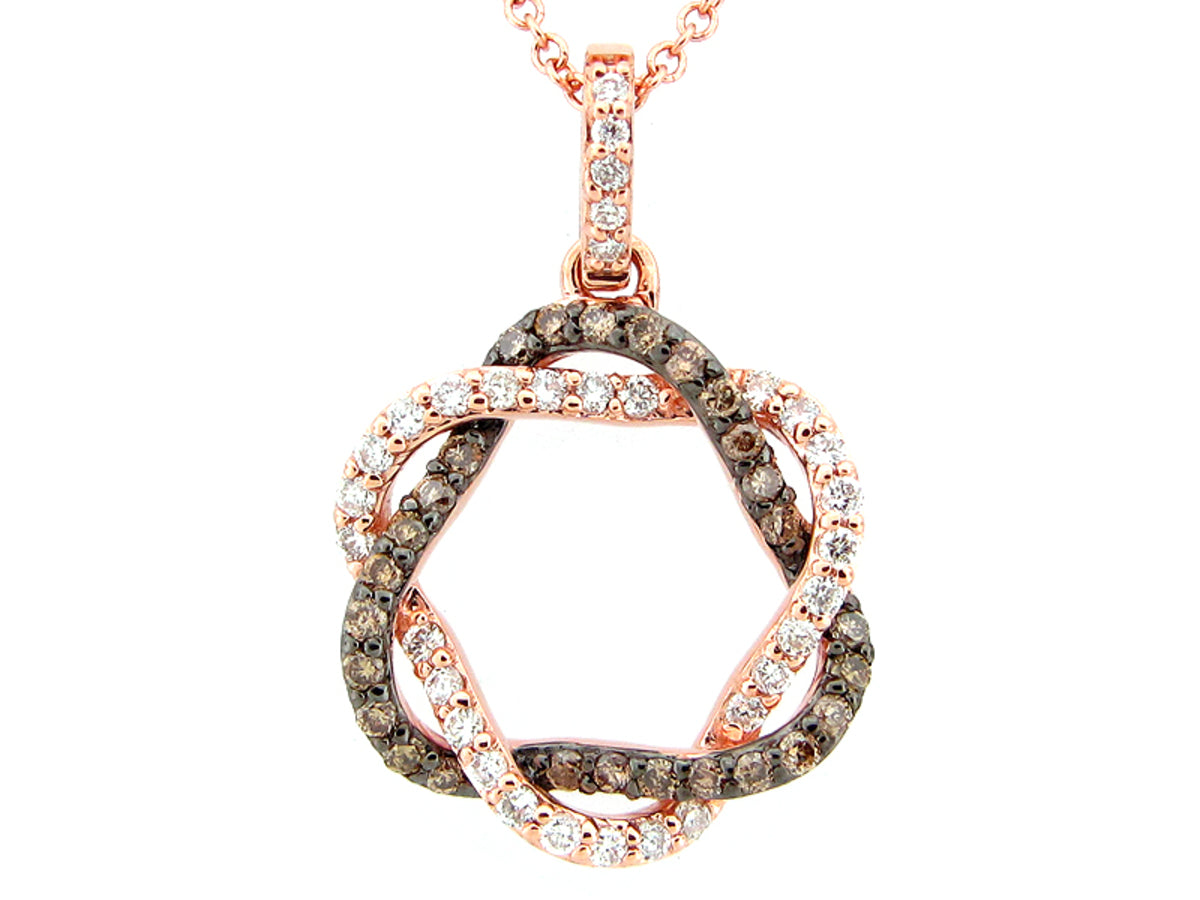 BROWN & WHITE DIAMOND PENDANT, 14KR (N)