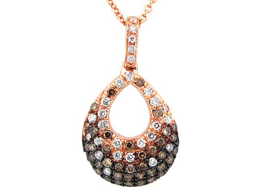 BROWN & WHITE DIAMOND PENDANT, 14KR (N)