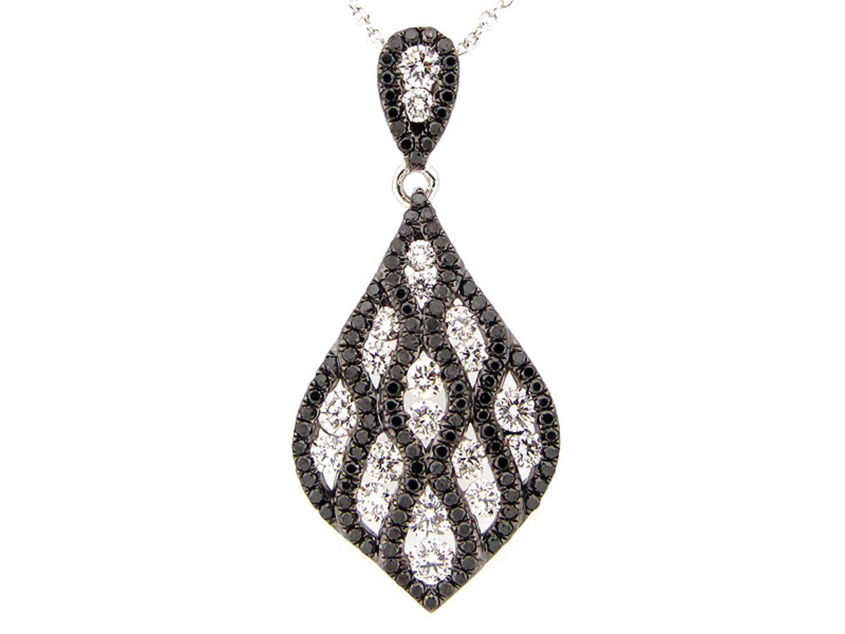 BLACK & WHITE DIAMOND PENDANT, 14KW (R/N)