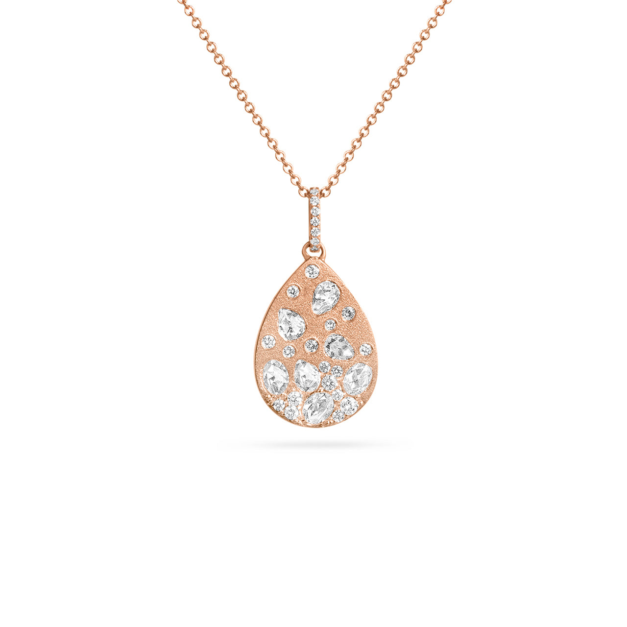 Rose Cut Diamond Confetti Pear Necklace