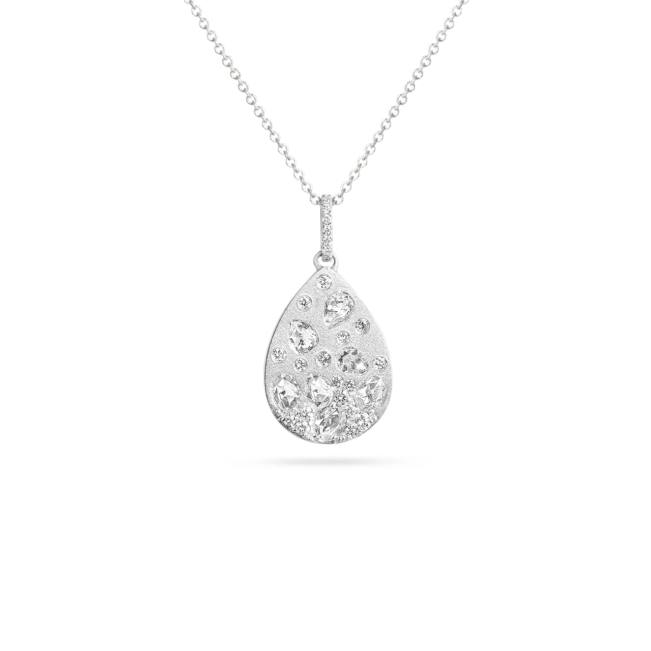 Rose Cut Diamond Confetti Pear Necklace