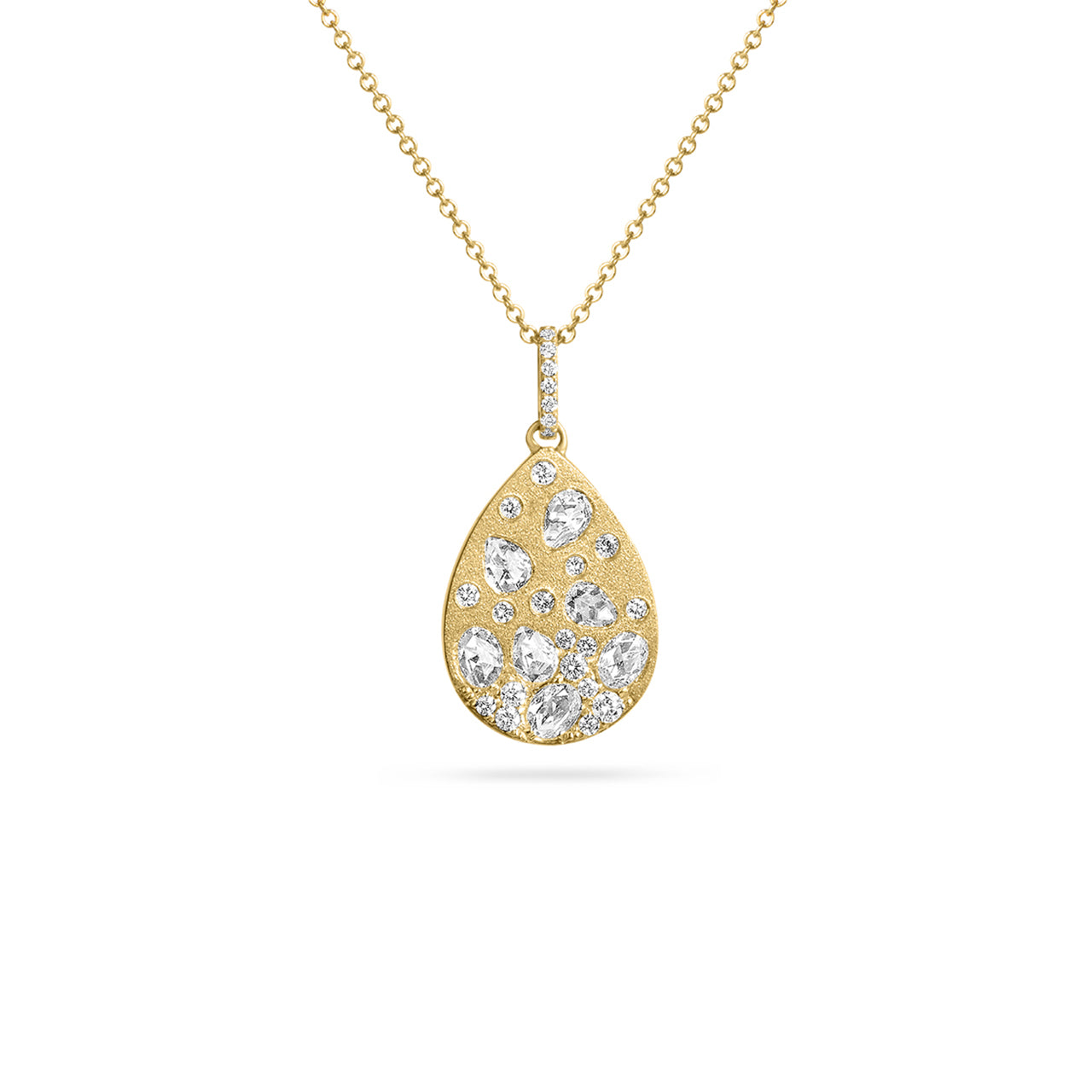 Rose Cut Diamond Confetti Pear Necklace