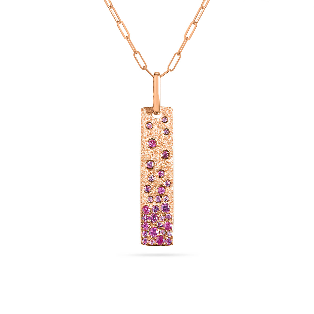 Pink Sapphire & Ruby Confetti Vertical Bar Necklace