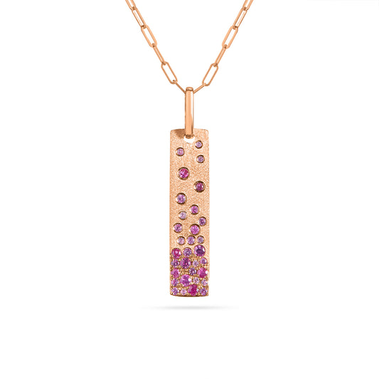 Pink Sapphire & Ruby Confetti Vertical Bar Necklace