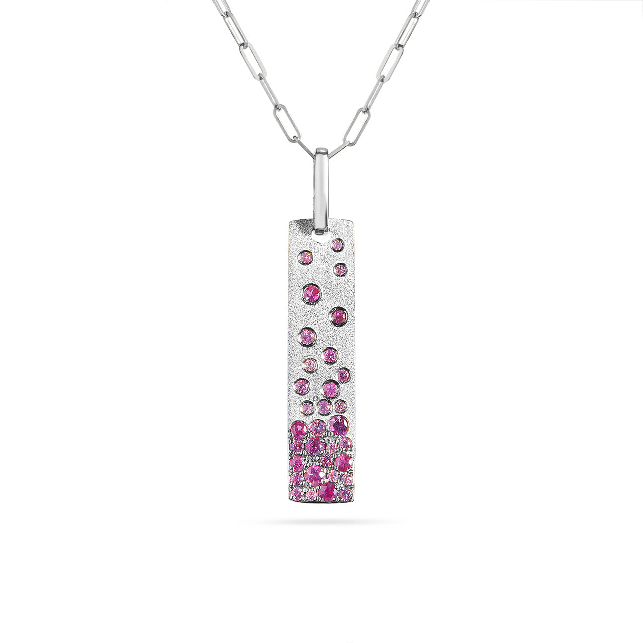 Pink Sapphire & Ruby Confetti Vertical Bar Necklace