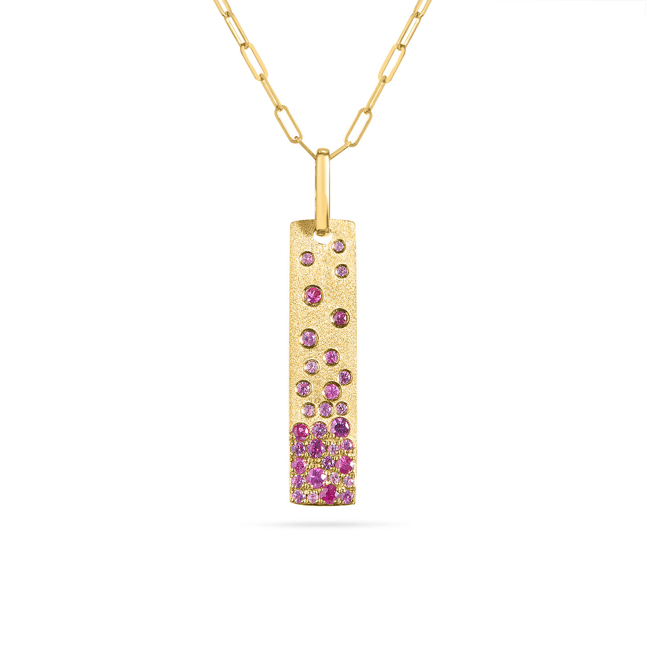 Pink Sapphire & Ruby Confetti Vertical Bar Necklace