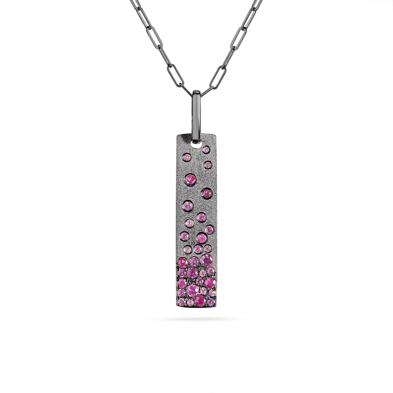 Pink Sapphire & Ruby Confetti Vertical Bar Necklace
