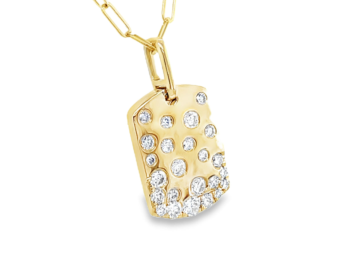 DIAMOND CONFETTI DOGTAG PENDANT, 10X14MM, 18" PAPERCLIP CHAIN