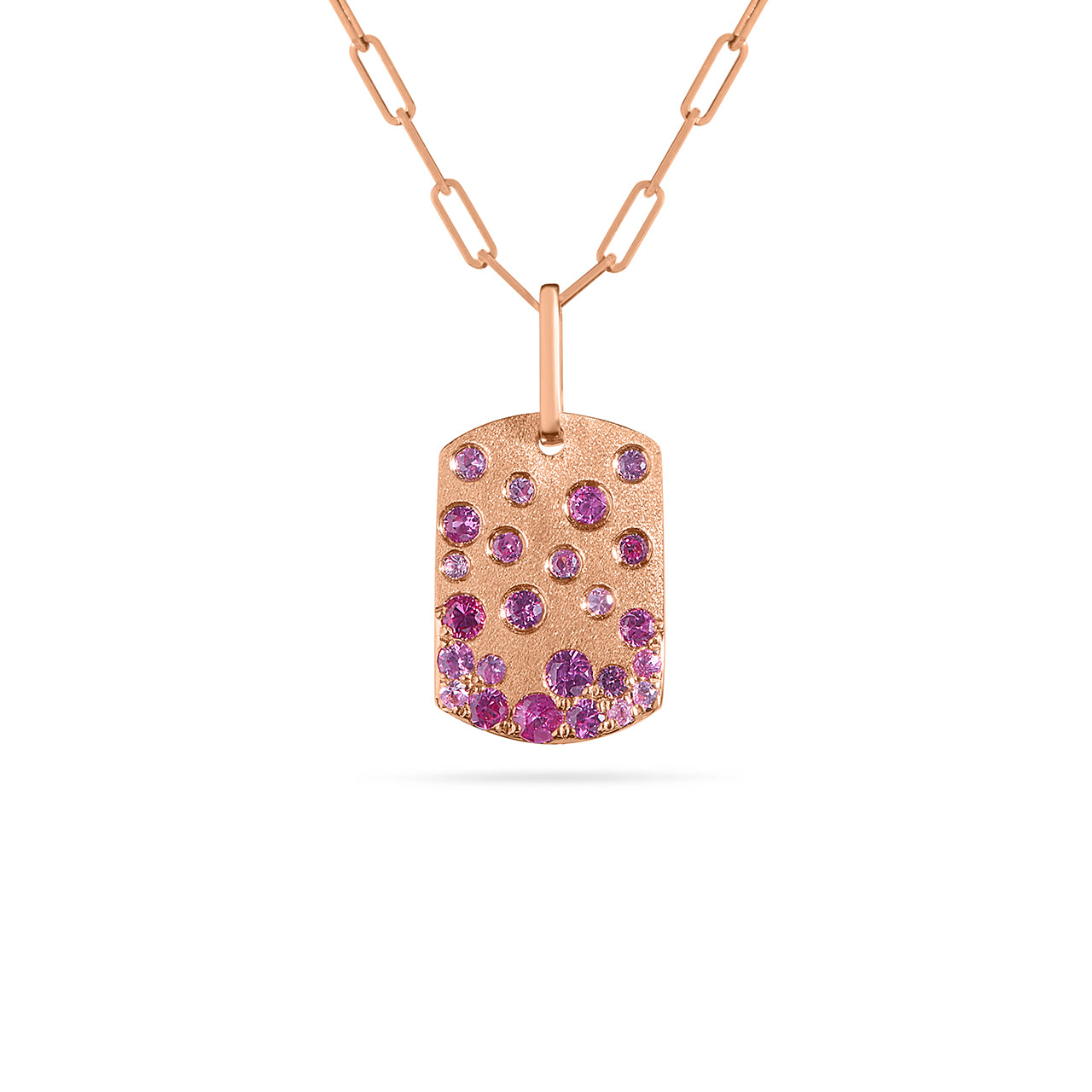 Pink Sapphire & Ruby Confetti Signature Dog Tag Necklace