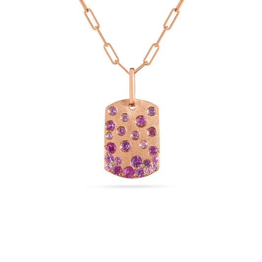 Pink Sapphire & Ruby Confetti Signature Dog Tag Necklace