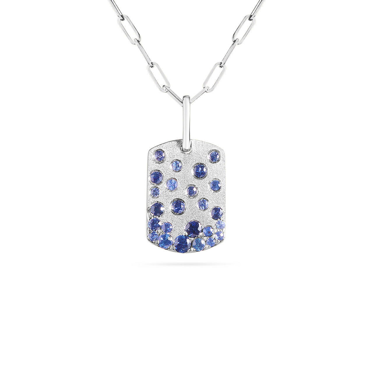 Sapphire Confetti Signature Dog Tag Necklace