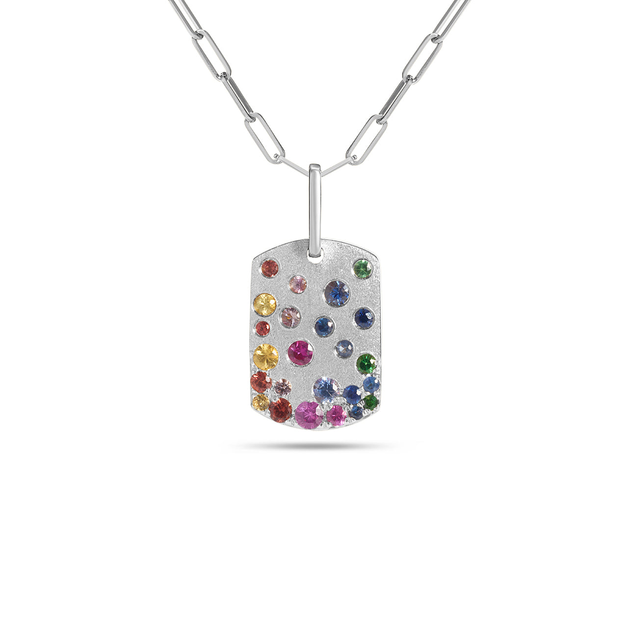 Rainbow Confetti Signature Dog Tag Necklace