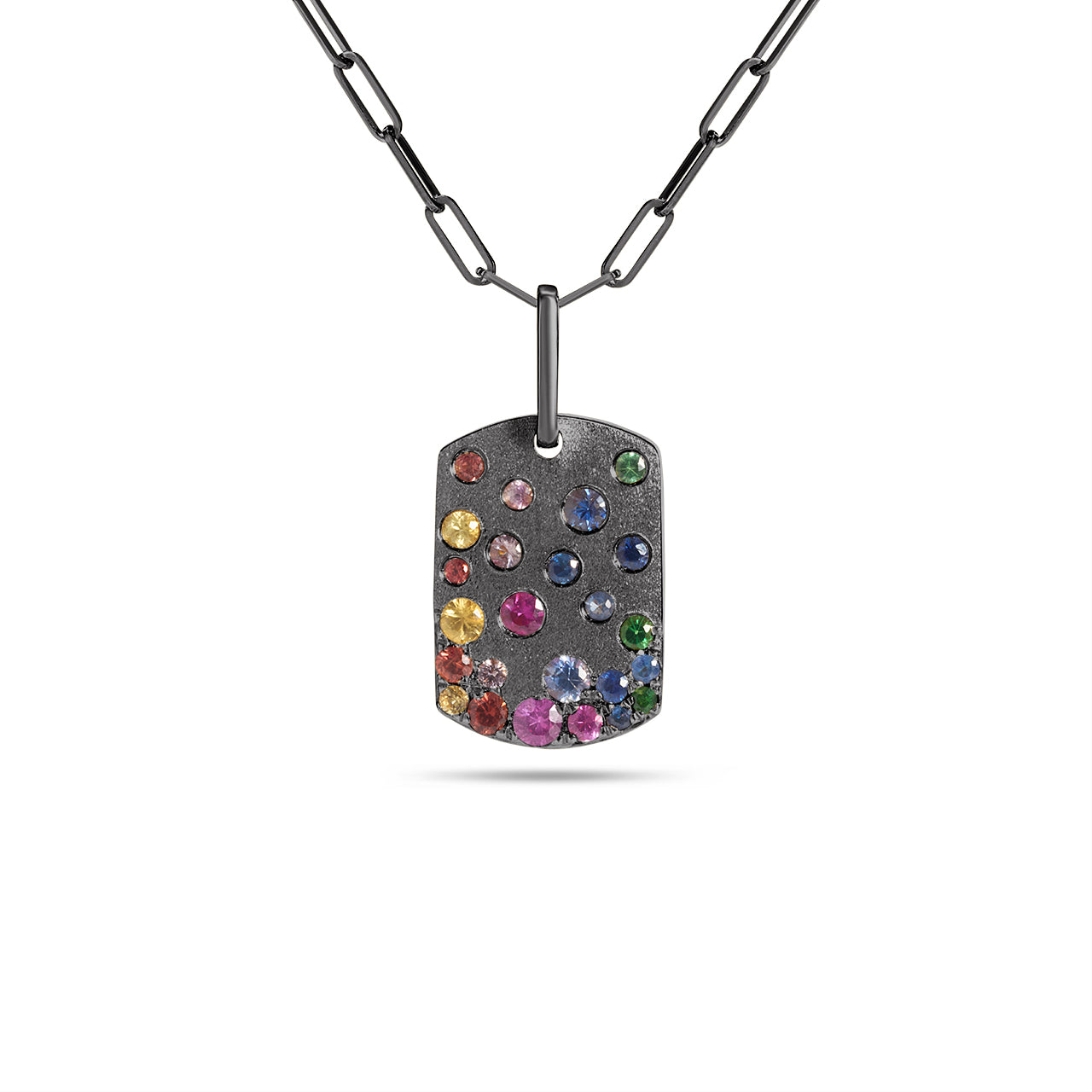 Rainbow Confetti Signature Dog Tag Necklace
