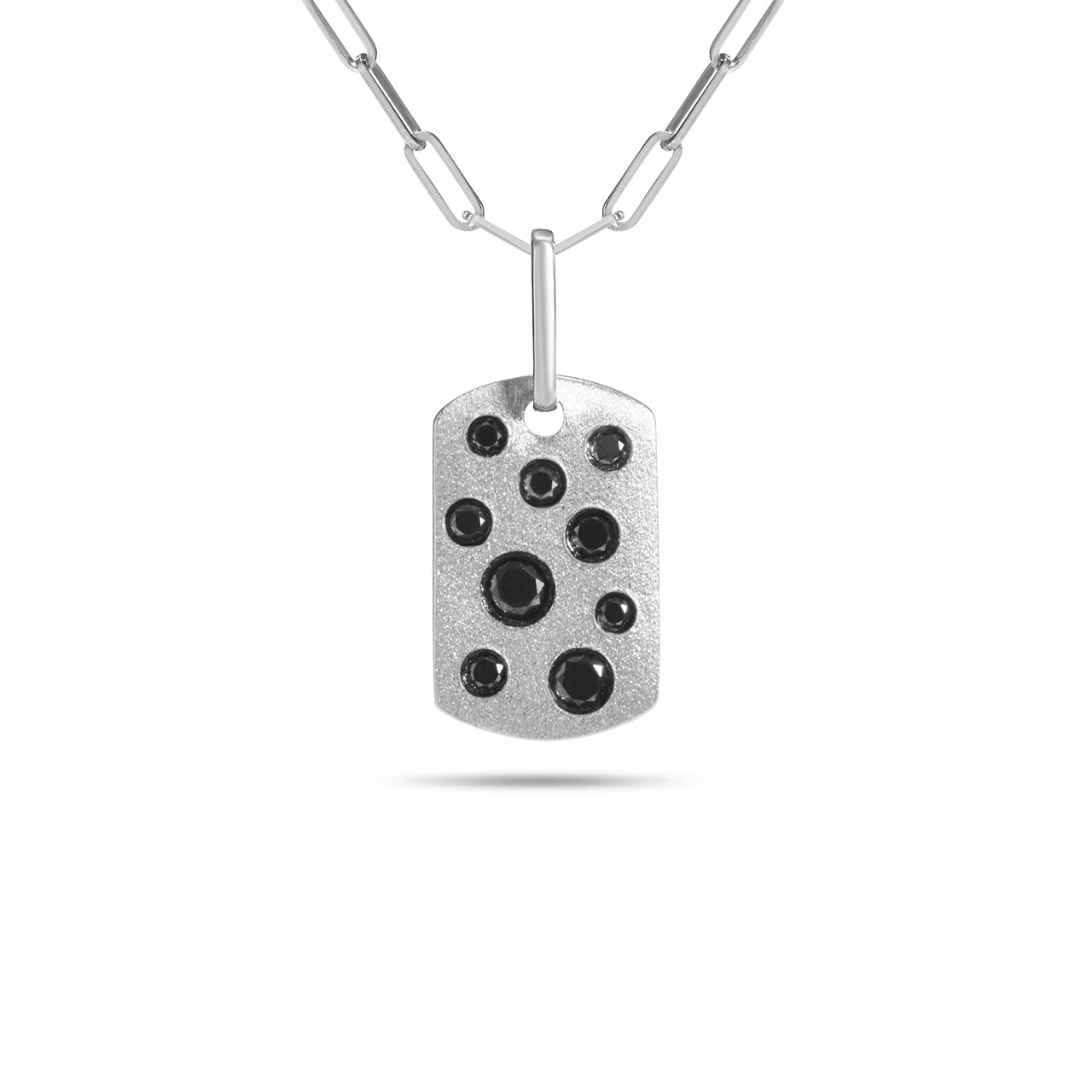 Black Diamond Confetti Mini Dog Tag Necklace