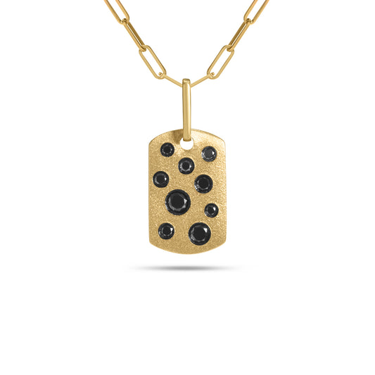 Black Diamond Confetti Mini Dog Tag Necklace