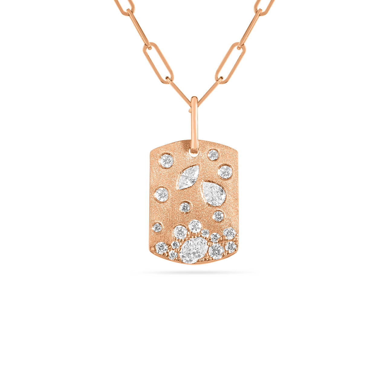Fancy Cut Diamond Confetti Dog Tag Necklace
