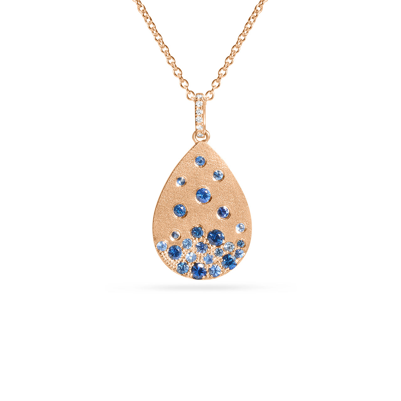 Sapphire & Diamond Confetti Pear Necklace