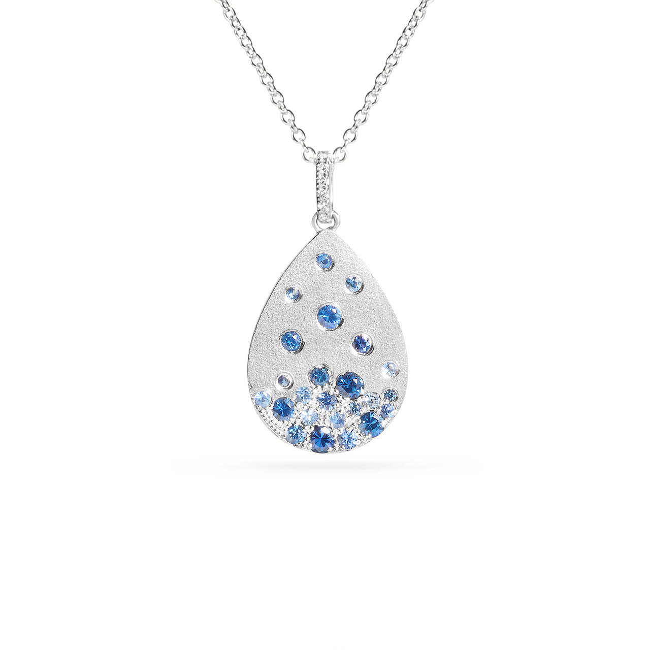 Sapphire & Diamond Confetti Pear Necklace