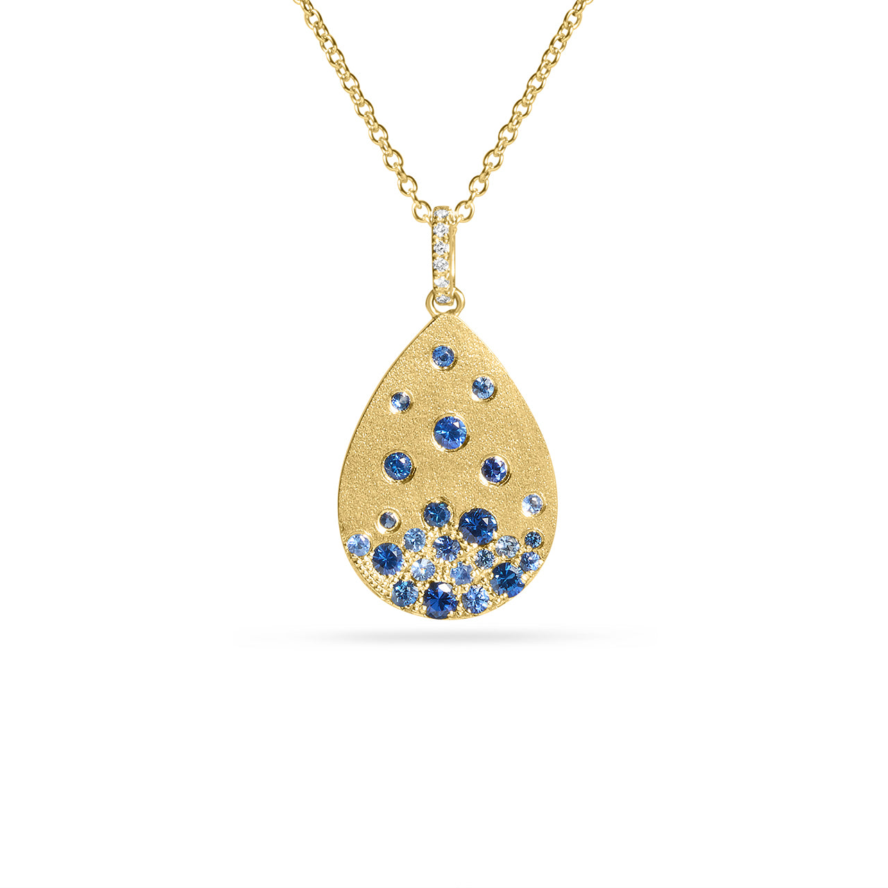 Sapphire & Diamond Confetti Pear Necklace