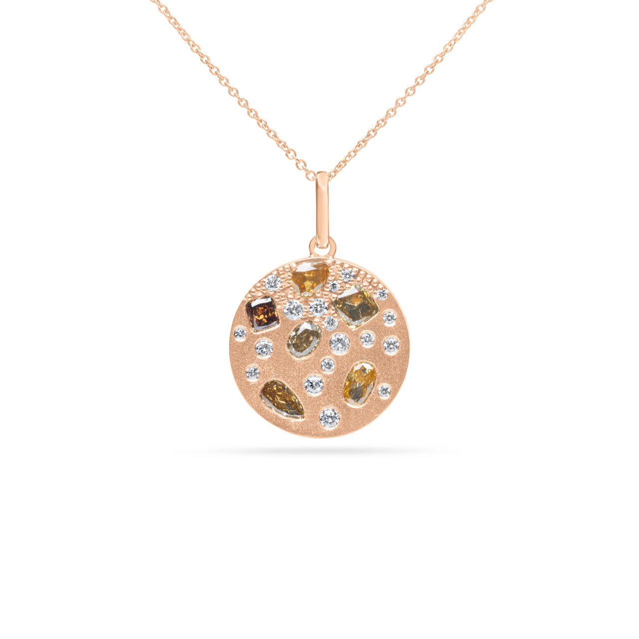 Fancy Diamond Confetti Disc Necklace