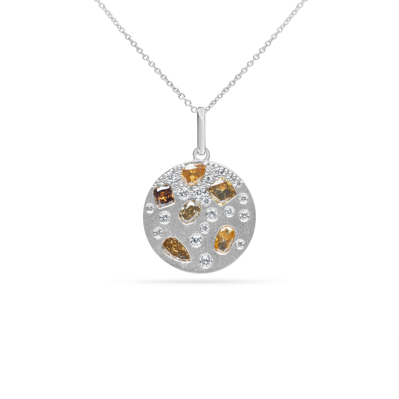 Fancy Diamond Confetti Disc Necklace