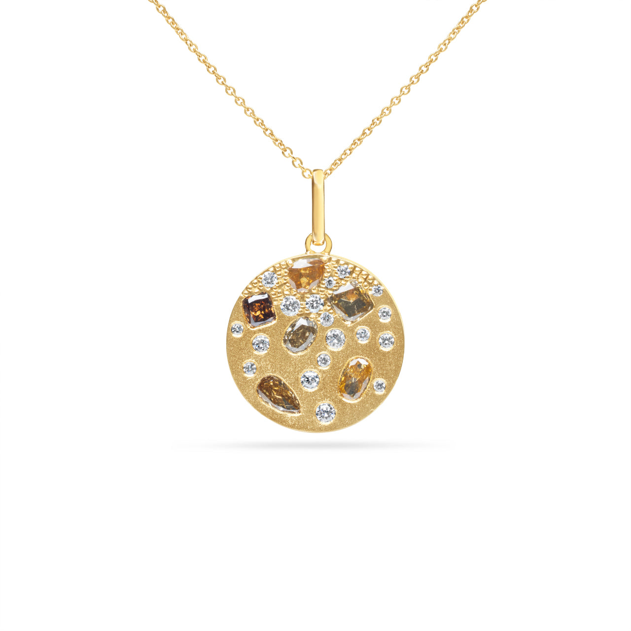 Fancy Diamond Confetti Disc Necklace