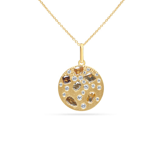 Fancy Diamond Confetti Disc Necklace