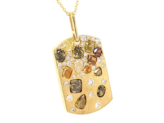 NATURAL FANCY COLOR DIAMOND DOGTAG PENDANT, SATIN FINISH