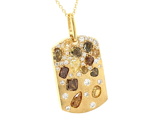 NATURAL FANCY COLOR DIAMOND DOGTAG PENDANT, SATIN FINISH