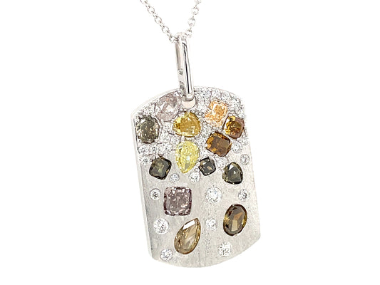 NATURAL FANCY COLOR DIAMOND DOGTAG PENDANT, SATIN FINISH