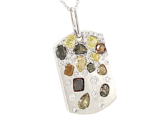 NATURAL FANCY COLOR DIAMOND DOGTAG PENDANT, SATIN FINISH