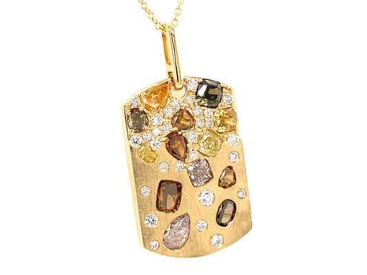 NATURAL FANCY COLOR DIAMOND DOGTAG PENDANT, SATIN FINISH