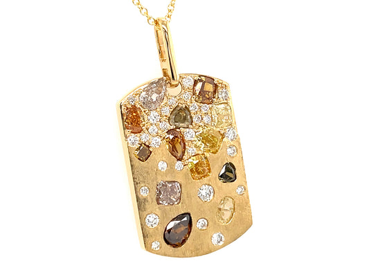 NATURAL FANCY COLOR DIAMOND DOGTAG PENDANT, SATIN FINISH