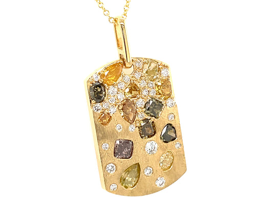 NATURAL FANCY COLOR DIAMOND DOGTAG PENDANT, SATIN FINISH