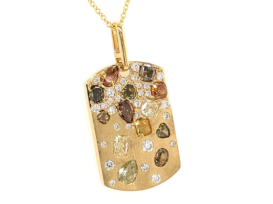 NATURAL FANCY COLOR DIAMOND DOGTAG PENDANT, SATIN FINISH