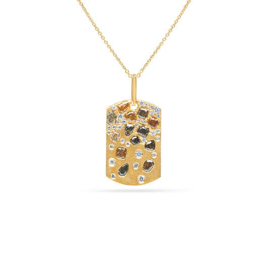 Fancy Diamond Confetti Dog Tag Necklace