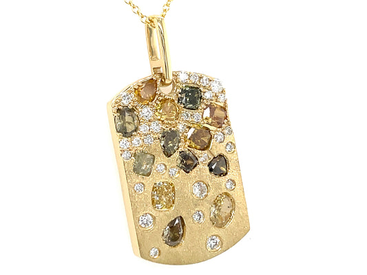 NATURAL FANCY COLOR DIAMOND DOGTAG PENDANT,  SATIN FINISH