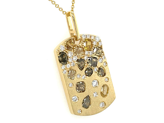NATURAL FANCY COLOR DIAMOND DOGTAG  PENDANT,  SATIN FINISH