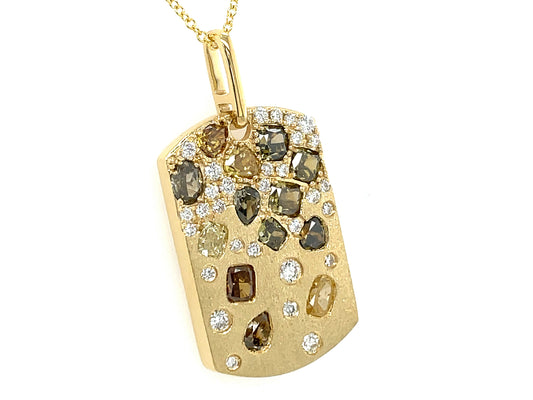 NATURAL FANCY COLOR DIAMOND DOGTAG PENDANT,  SATIN FINISH