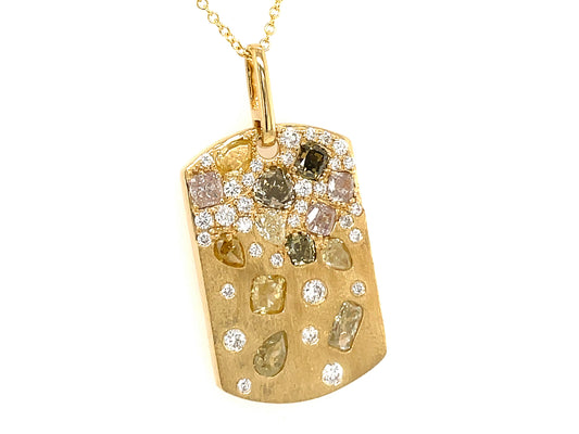 NATURAL FANCY COLOR DIAMOND DOGTAG PENDANT, SATIN FINISH