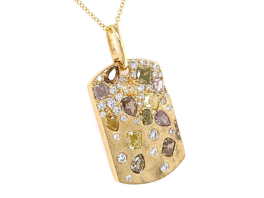 NATURAL FANCY COLOR DIAMOND DOGTAG PENDANT, SATIN FINISH