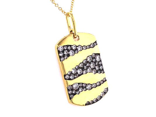 DIAMOND GROOVED FLUSH SET DOGTAG PENDANT, 18K GREEN GOLD (N)