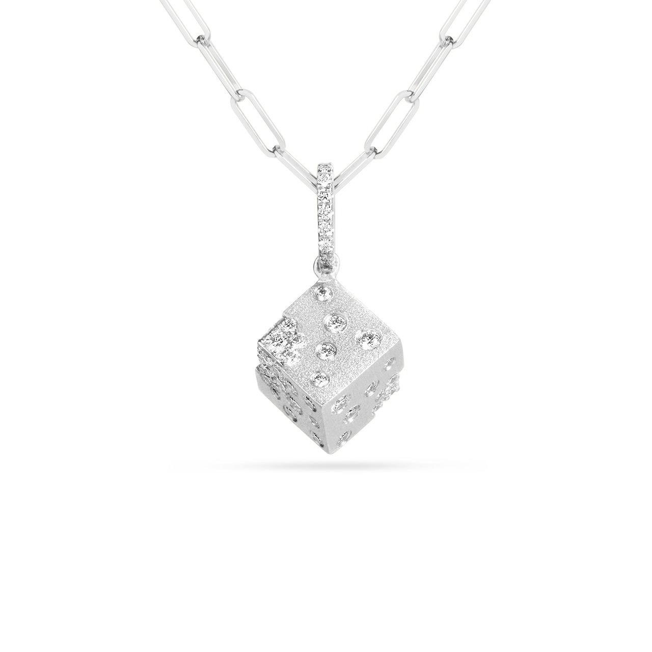 Diamond Confetti Dice Cube Necklace