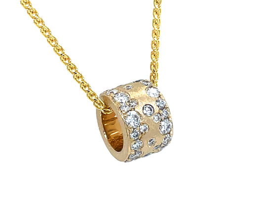 DIAMOND CONFETTI SLIDE PENDANT NECKLACE, 6.8MM, 18' BOLO CHAIN, SATIN FINISH