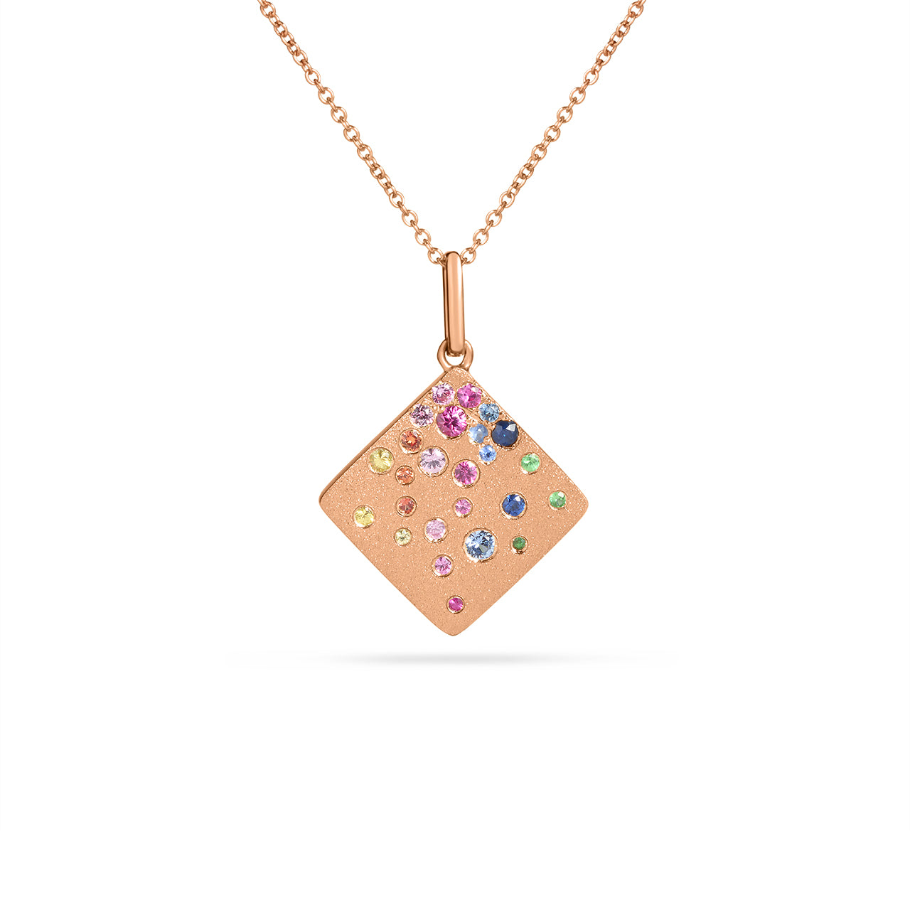 Rainbow Confetti Square Necklace