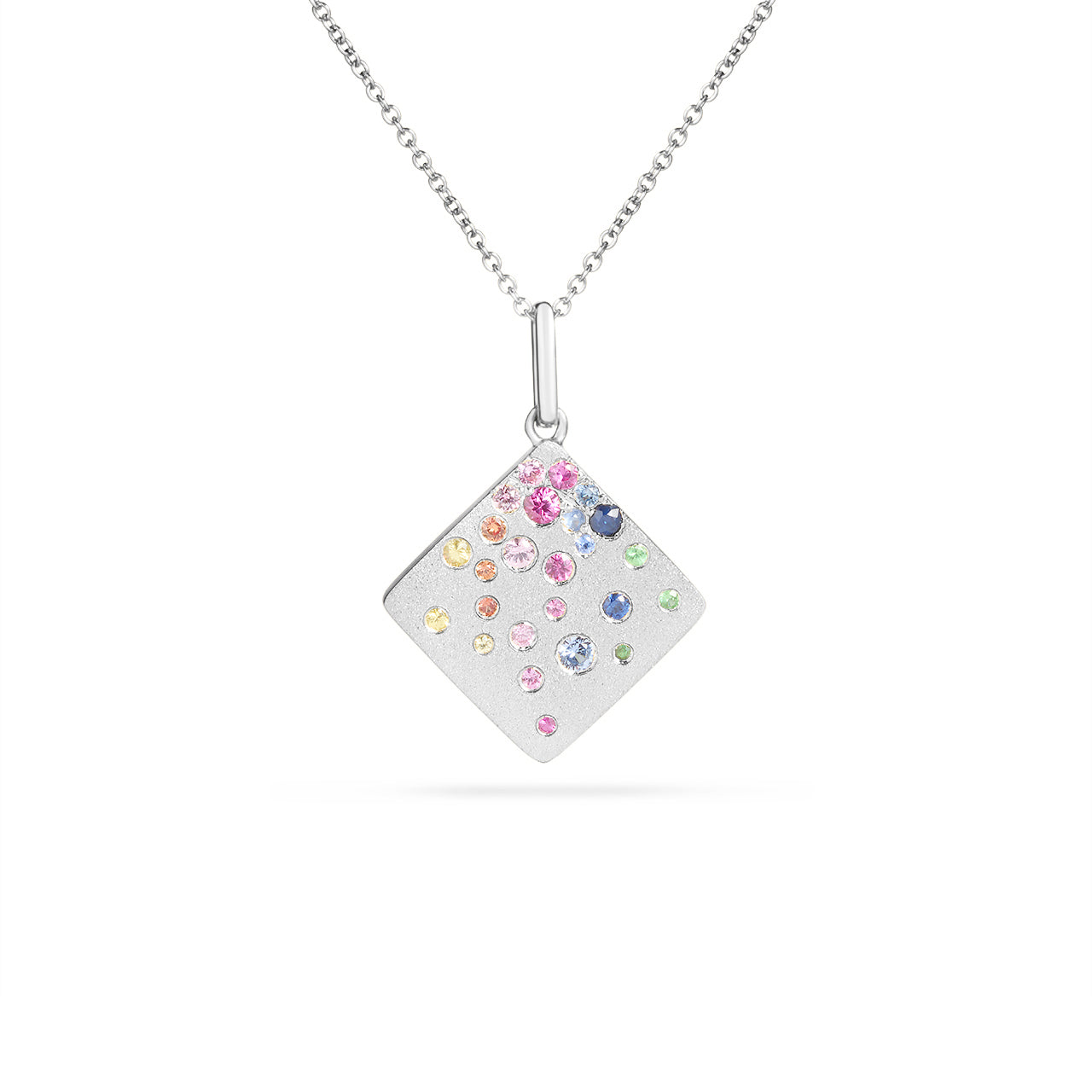 Rainbow Confetti Square Necklace