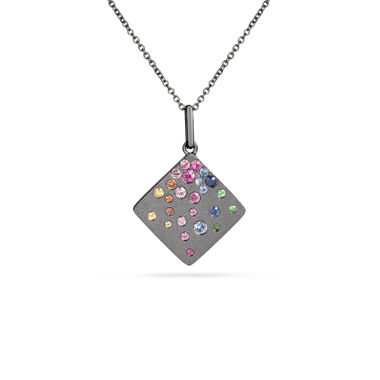 Rainbow Confetti Square Necklace