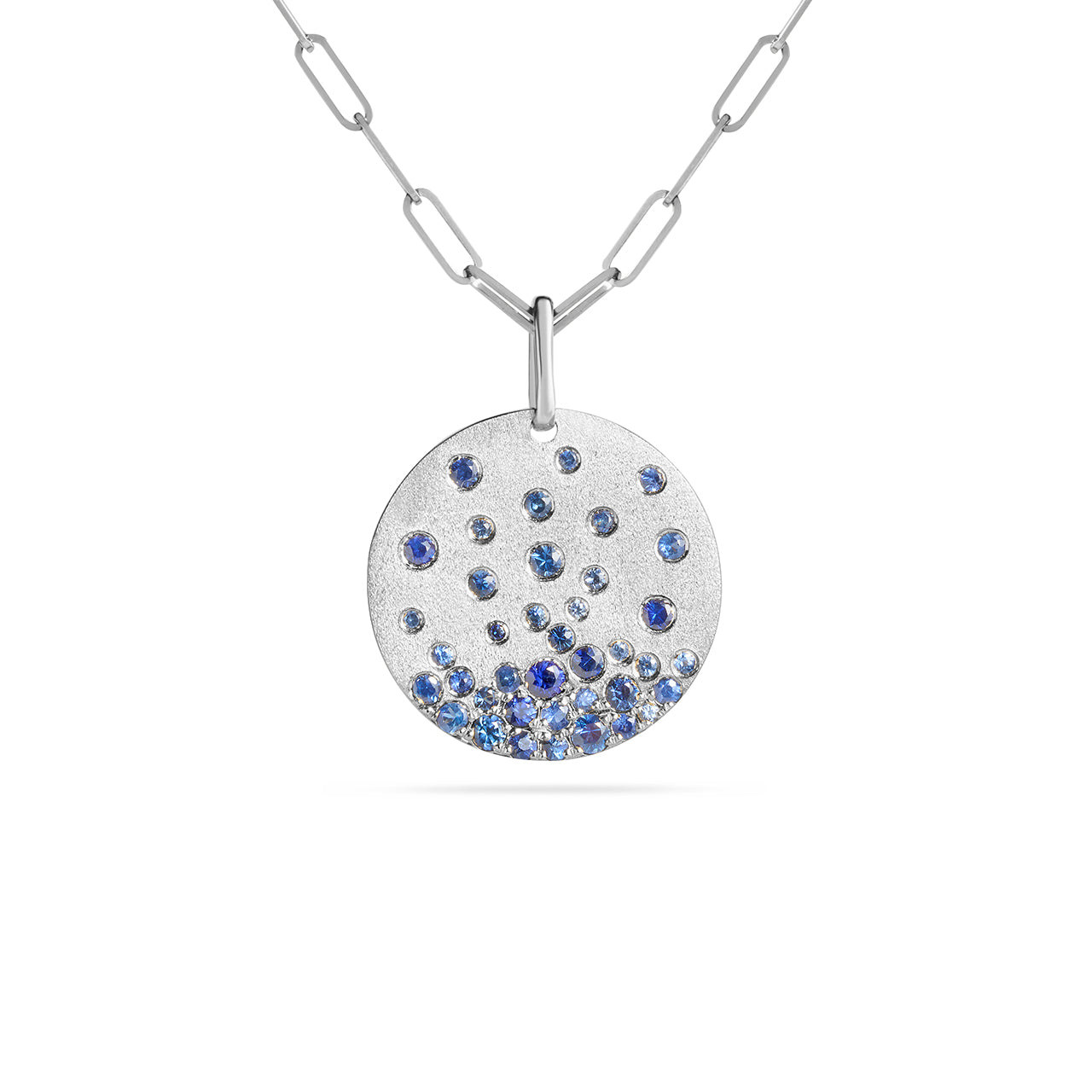 Sapphire Confetti 20mm Disc Necklace