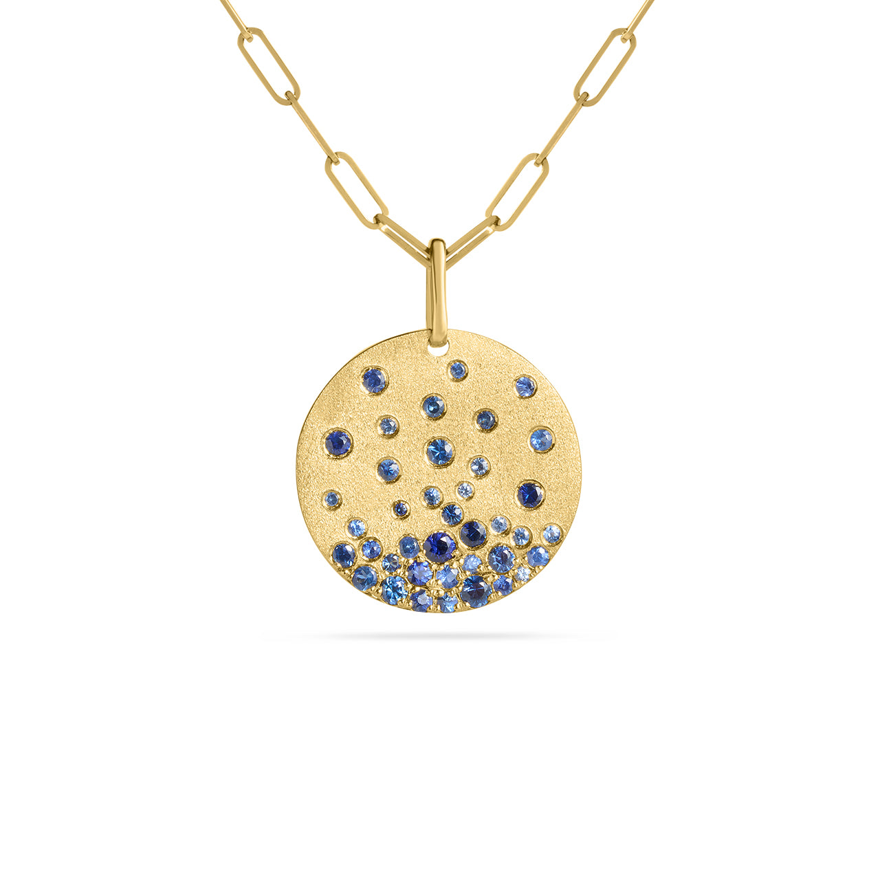 Sapphire Confetti 20mm Disc Necklace