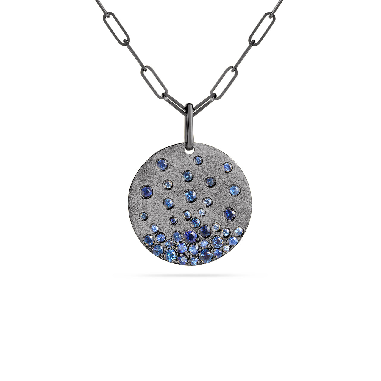 Sapphire Confetti 20mm Disc Necklace